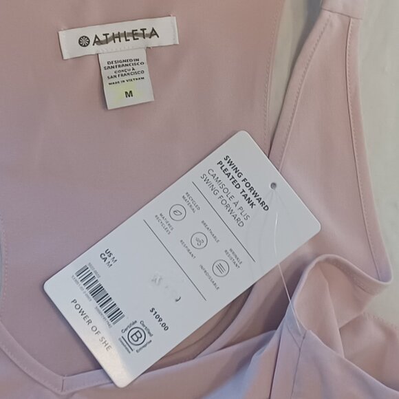 NWT Smoked Mauve Pink / Purple Flowy Pleated Athleta Swing Forward Tank Top - Picture 6 of 9